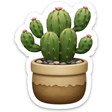 Ceramic pot with cactus and pebble base sticker