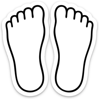 a pair of feet, simple icon style, minimalistic, black outlines sticker