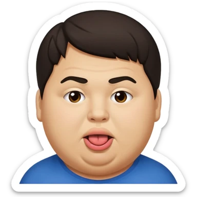 Fat teen from kosovo with flat hair covering his forehead, with his tongue out sticker