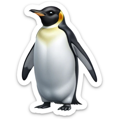 Cinematic Noble Emperor Penguin Portrait Emoji, Poised and regal, standing proudly on icy terrain with crisp black and white plumage and determined, deep-set eyes, Simplified yet sharp and sophisticated features, highly detailed, glowing with a soft, dignified polar glow, high shine, intelligent and stalwart, stylized with an air of imperial command, focused and resolute, soft glowing outline, capturing the essence of a watchful and confident arctic guardian that feels as though it could waddle out of the screen with effortless authority! sticker