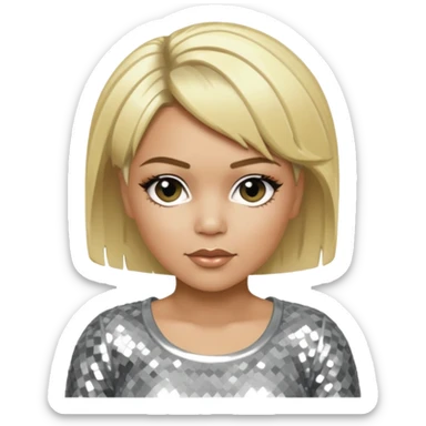 T-Boz from TLC with short blonde hair, silver outfit sticker