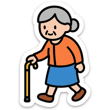 elderly woman with short hair walking sticker