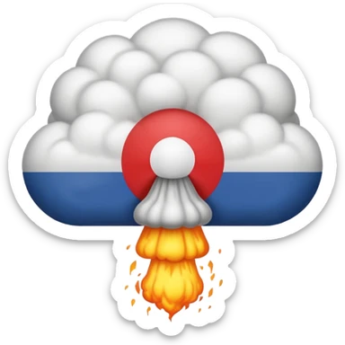 French flag as background with a nuclear mushroom cloud explosion overlaid, emoji style sticker