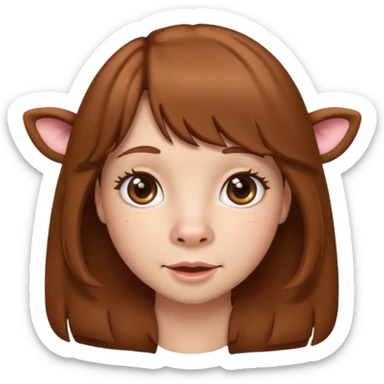 Make a cute girl brown cow with a brown wig and brown eyes sticker