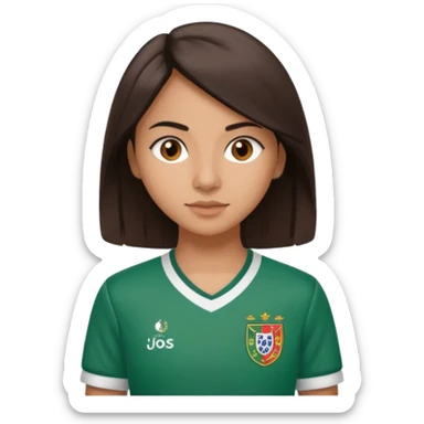 morena, cabelo liso, olhos castanho, nariz pequeno e blusa do sporting clube de portugal  sticker