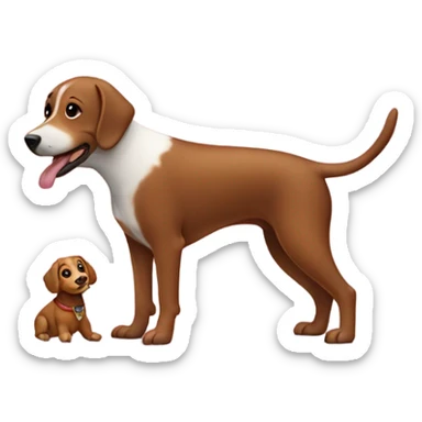 Perro salchicha color marrón abrazado con una niña de 10 años. Estilo Pixar  sticker