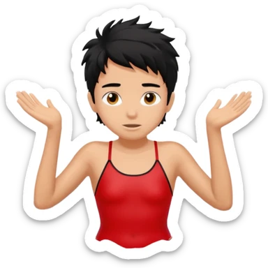 Lifeguard tanned skin Teenager with Black messy hair swimming to rescue someone sticker