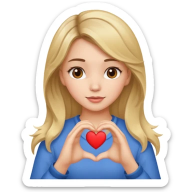 brunette girl with blonde lights in her hair doing a heart with her hands sticker