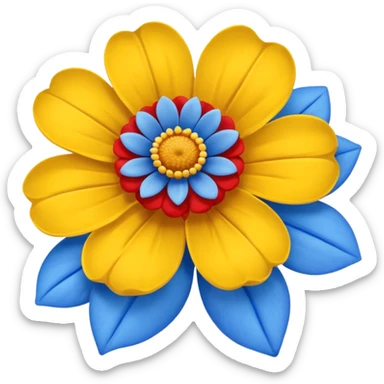 One Yellow flower and one blue flower with red band  sticker