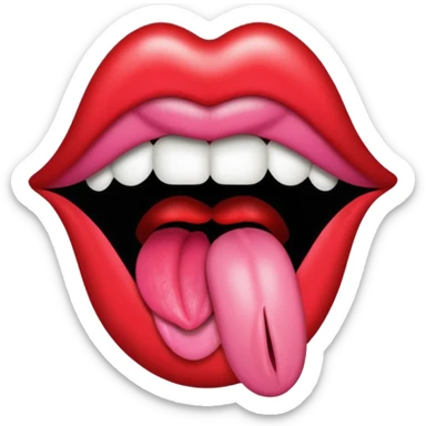 a mouth with its tongue sticking out, referencing the Rolling Stones album sticker
