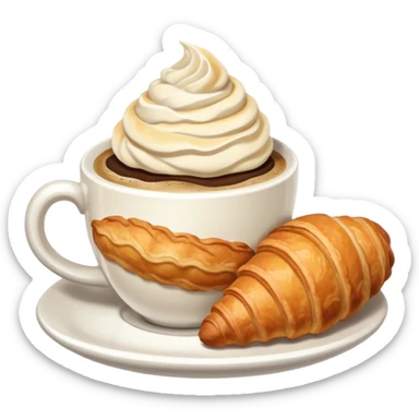 Croissant and capuccino breakfast sticker