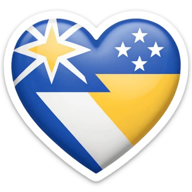 broken heart emoji styled with the Bosnian flag colors blue, yellow, and white, featuring the flag's stars and diagonal stripe sticker