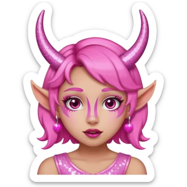 glitter pink girl naughty selfie glitter pink horns sticker