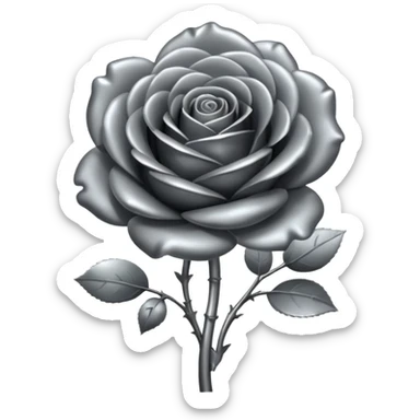 metallic gray chrome rose sticker