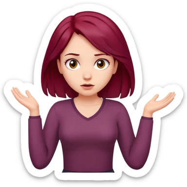 Beautiful long burgundy haired girl, shrugging shoulders sticker