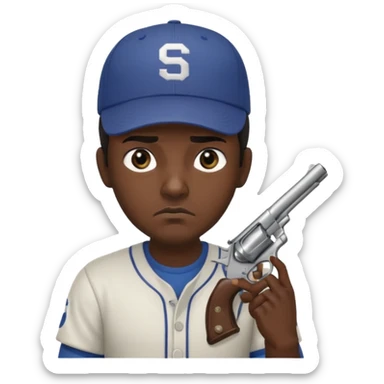 Un moreno con una pistola y grosero y una gorra sticker