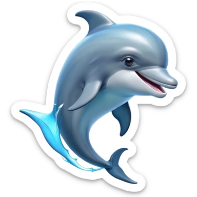 Cinematic Comical Dolphin Portrait Emoji, Head tilted dramatically with an exaggeratedly amused expression, featuring a smooth, dynamic body with wide, comically expressive eyes full of playful disbelief and a quirky, arched dorsal fin, Simplified yet hilariously expressive features, highly detailed, glowing with a slightly sassy oceanic glow, high shine, dramatic yet playful, stylized with an air of cheeky marine mischief, soft glowing outline, capturing the essence of a meme-worthy dolphin that looks ready to leap its way into viral fame! sticker