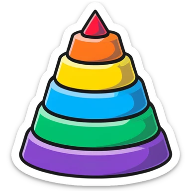 Rainbow colored children's stacking rings toy pyramid sticker