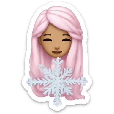 Ariana Grande sleeping light pink hair holding a snowflake sticker