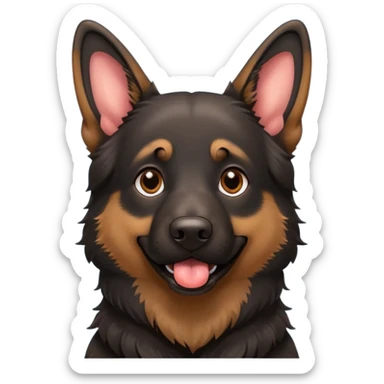 cartoon style dark German Shepherd dog with longer tongue hanging out  sticker