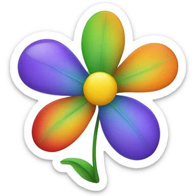 Five-petaled flower with yellow pistil, each petal has a color: purple, green, orange, red, blue sticker