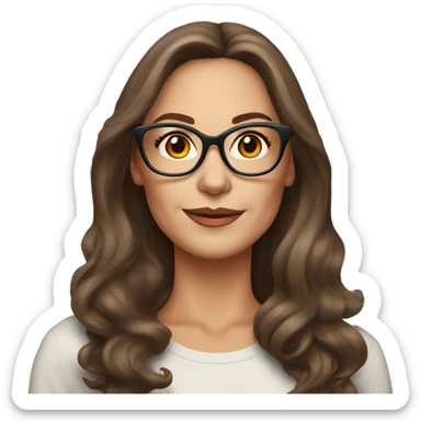 50 years old girl
long brown hair with volume styling
light skin
glasses with refined frame
Brown eyes with cat eye liner sticker