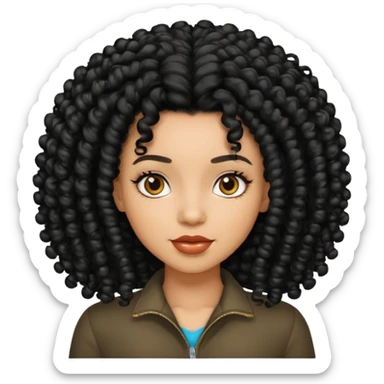 Uma mulher negra da pele clara com cabelo enrolado grande preto  sticker