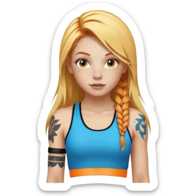 girl with long blonde hair and tattoos and an athletic ginger girl ravers sticker