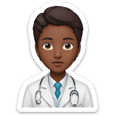 androgynous dark tone skin physician, NO stethoscope around neck sticker