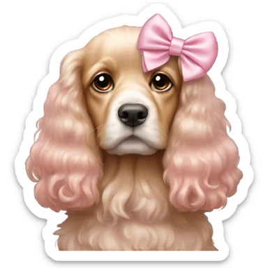 light pink bow on cockerspanial sticker