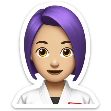 jiu-jitsu bright purple short hair short bang female Asian sticker