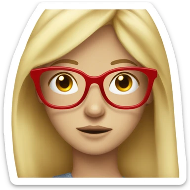 long blonde haired girl with freckles and red glasses sticker