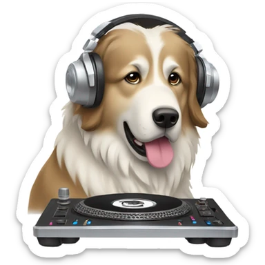 Brown Great Pyrenees being a DJ  sticker