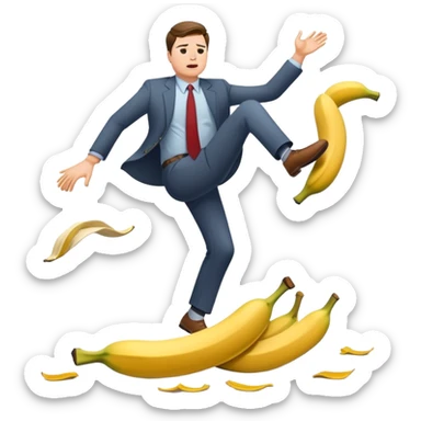 JD Vance falling backwards with one foot slipping on a single banana peel on the ground sticker
