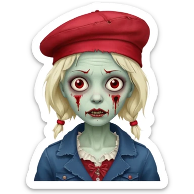 parisian zombie french woman red hat sticker