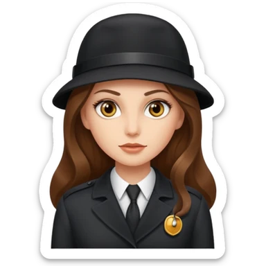 white long brunette hair girl with hazel eyes who is a spy sticker