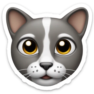 The cat’s face is clear white with a contrast black spot under the nose, shaped like a mustache. Big dark spots on the forehead and near the ears. sticker