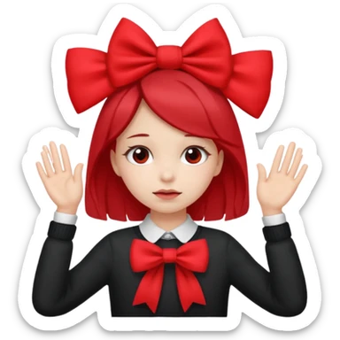 👧🏼🙈🎀🚩 sticker