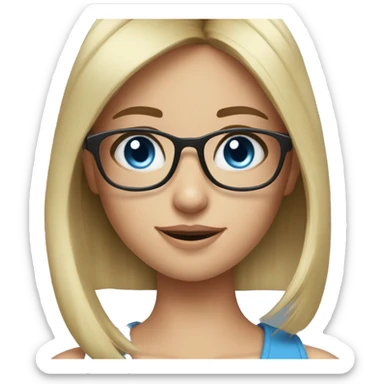 Please take off the glasses and give the girl bangs and blue eyes sticker