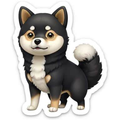 cute black Shiba Inu dog standing full body view sticker