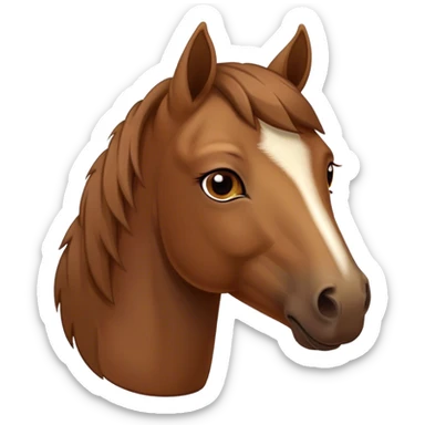 Cinematic Noble Brown Welsh Pony Portrait Emoji, Poised and sturdy, with a well-muscled build draped in a rich, chestnut-brown color, expressive eyes and a gracefully refined head with a gentle, noble profile, Simplified yet sharp and sophisticated features, highly detailed, glowing with a warm, earthy glow, high shine, intelligent and resilient, stylized with an air of pastoral elegance, focused and determined, soft glowing outline, capturing the essence of a watchful and confident brown Welsh pony that appears ready to gallop out of the screen with effortless strength! sticker