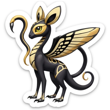  Egyptian Smooth Soft Glossy Tribal Exotic Colorful Tropical Meloetta-Venom-Heliolisk-Helioptile-Monster-Animal-Pokémon-Fakémon-fusion, full body, tribal markings  sticker