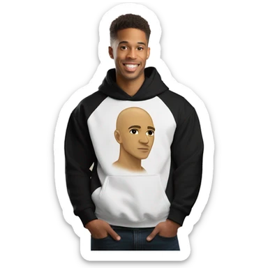 A light skin bald alpha phi alpha man with sphinx on hoodie sticker