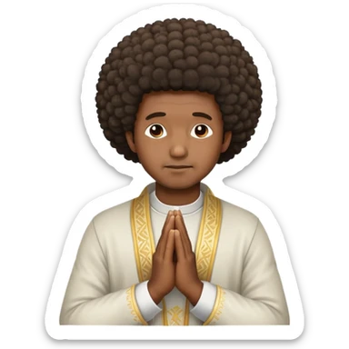 Middle-age African man with Afro praying hands sticker