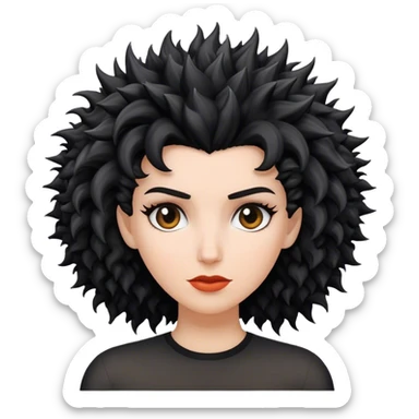 mulher branca de cabelo moicano preto enrolado sticker