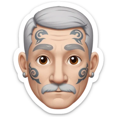 white-gray haired heavy tattooed big nose sticker
