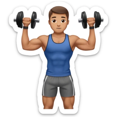 fit man wearing clothes lifting dumbbell,sideways photo sticker