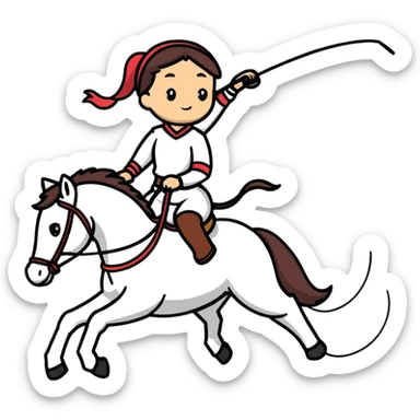 girl riding a horse holding a whip sticker