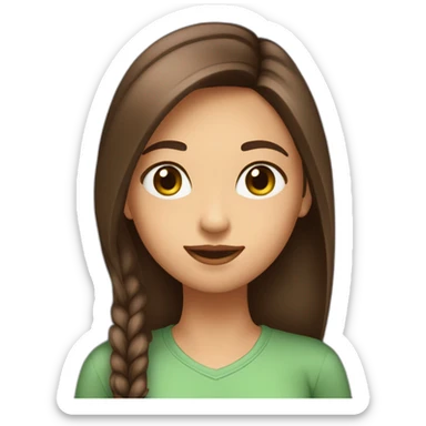 fille-brune-longs-cheveux lisses-aux-yeux-marrons-verts-étudiante sticker