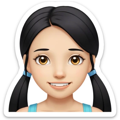 Girl with black straigth hair and brace  sticker
